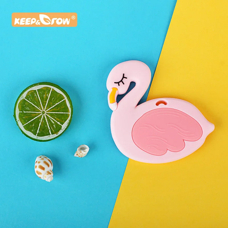 Keep&Grow Фламинго ребенка Teeether DIY грызунов Силиконовые бусы для прорезывания зубов игрушка Уход подарок аксессуары детские товары