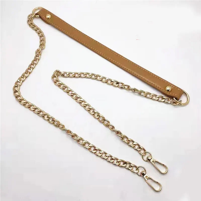 Цвет: желтый Новая сумка через плечо ремешки из искусственной кожи+ сумка с металлической цепочкой ручка для женщин сумки DIY ремешок на цепочке Замена сумки аксессуары - Цвет: Цвет: желтый