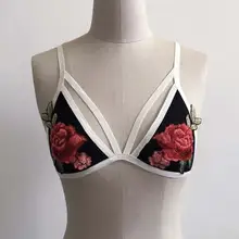 Женский сексуальный бюстгальтер без косточек с бретельками, Эротическое нижнее белье, модный бюстгальтер с глубоким v-образным вырезом и цветочной вышивкой, сексуальный бюстгальтер без косточек