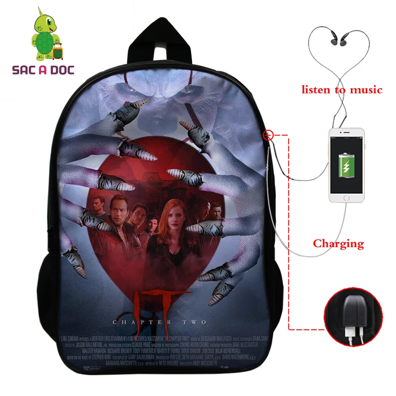 13 Mochila IT Horror Movie рюкзак "Клоун" Многофункциональный USB зарядка латоп рюкзак школьные сумки для подростков женский рюкзак для путешествий - Цвет: 13