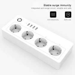 Smart Home Power Strip WIFI Electrical Socket Wireless Power Strip Remote Control 4USB 3 Outlet Plug For Alexa Google Home IFTTT