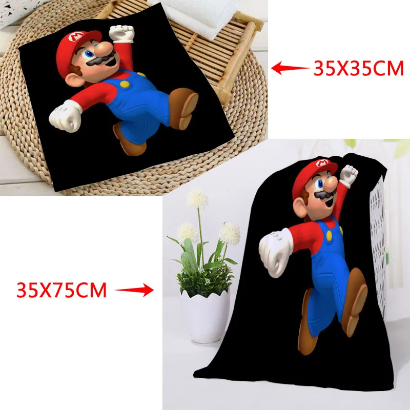 35x35 см, 35x75 см, полотенца на заказ с принтом Super Mario Bros, квадратные полотенца из микрофибры, впитывающие сушки, банные полотенца, мочалка - Цвет: 2