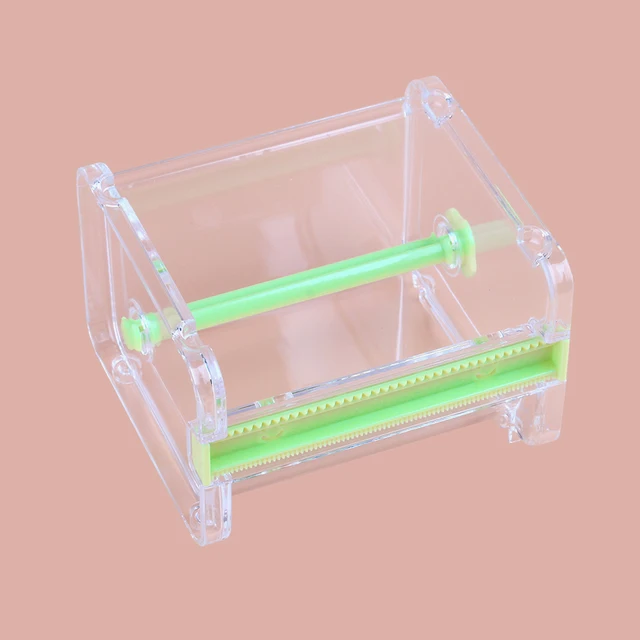 Portable Transparent Acrylic Eyelash Tape Cutter Colorful Cutter PE Medical Tapes Adhesive Rotating Tape Holder Eyelash Tools Green Cutter