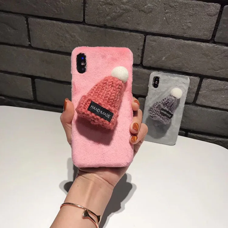 Рождественский подарок, чехол с мехом для Red mi 5 Plus, K20, Note 5, 7, 8 Pro, Xiaomi mi, Note 3, шапка с мехом, зимний теплый чехол, год, Fundas