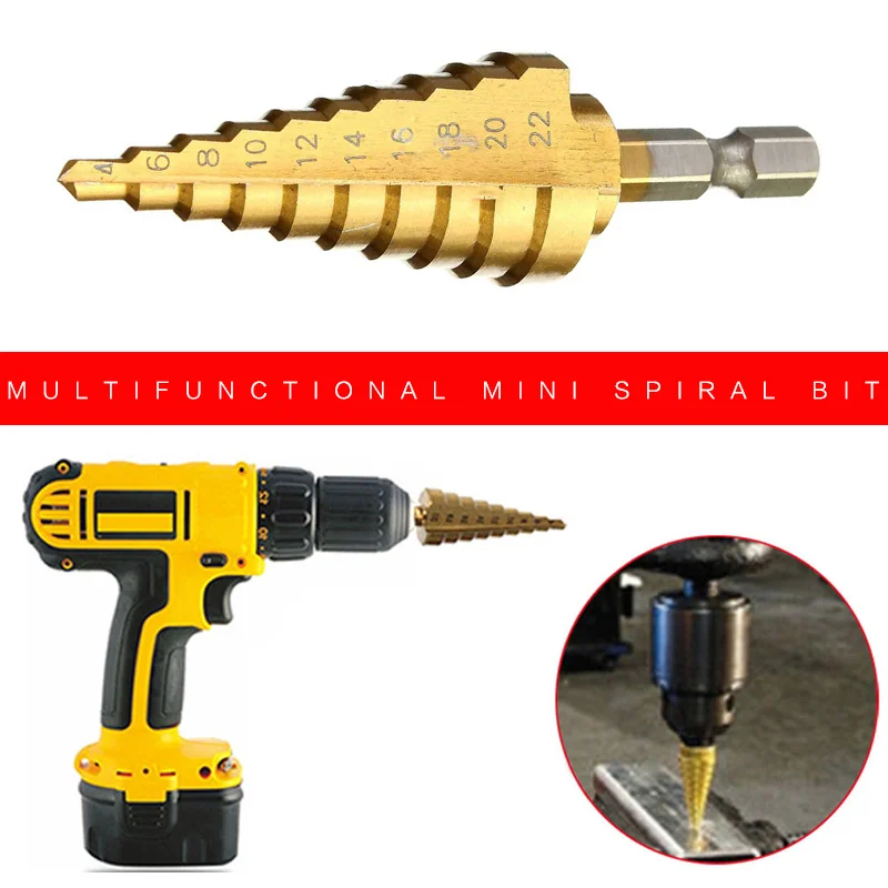 1/3pcs HSS Steel Titanium Step Drill Bit 3-12mm 4-12mm 4-20mm Drill Cone Cutt Tools Metal Drills Bit Set for Woodworking Wood
