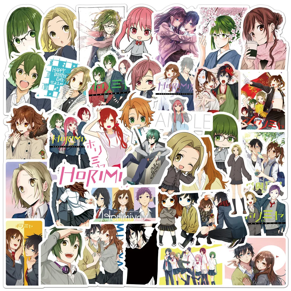 10/50 unids/set Anime japonés Horimiya pegatinas para niños juguete de la motocicleta bicicleta portátil monopatín impermeable de calcomanías