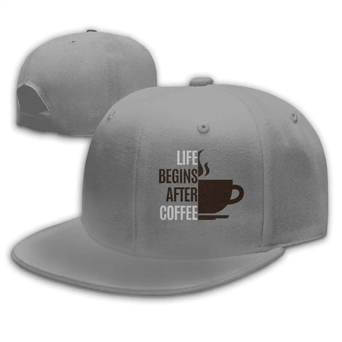 Жизнь начинается после кофе Мужская бейсболка с плоским Биллом регулируемая бейсболка