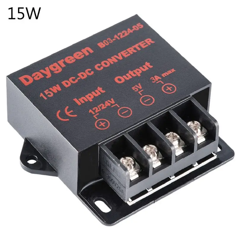 12/24V DC/DC 5V Автомобильное понижающий преобразователь Светодиодный Питание трансформаторный переходник 37ME - Цвет: 15W