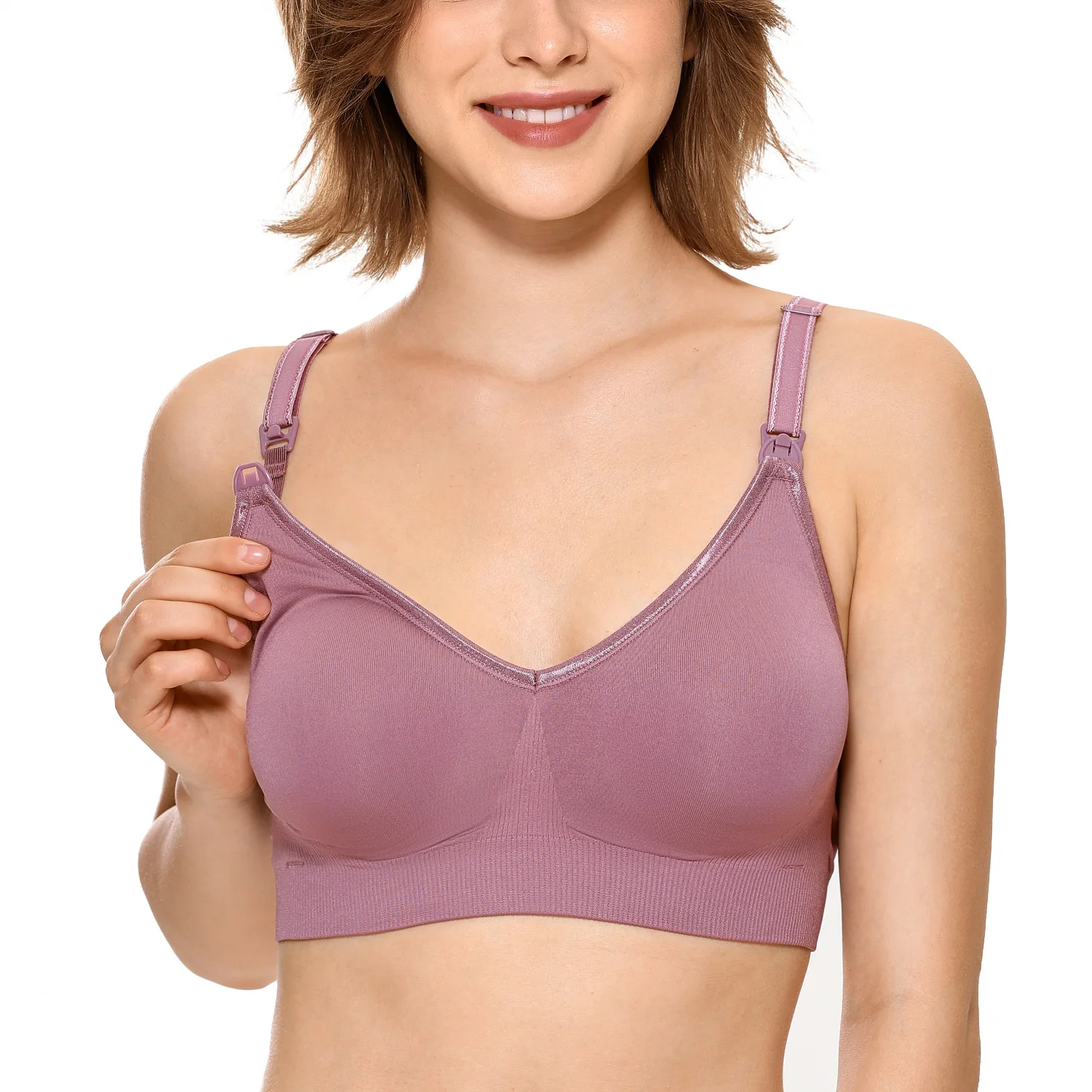 Mulberry Pink06 Gratlin Women's Comfort Support Maternity Wirefree Seamless Nursing Bra - Color: Mulberry Pink06