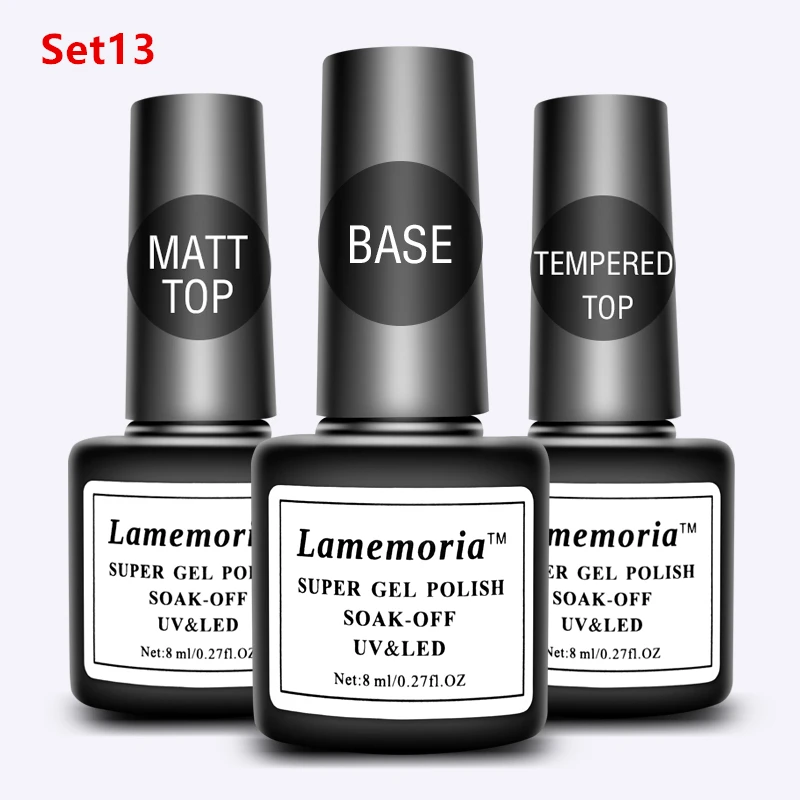 Set13 Lamemoria Гель-лак для ногтей гибридные лаки для ногтей полуперманентный гель uv Vernis цвет все для маникюра гель лак основа праймер - Цвет: Set13