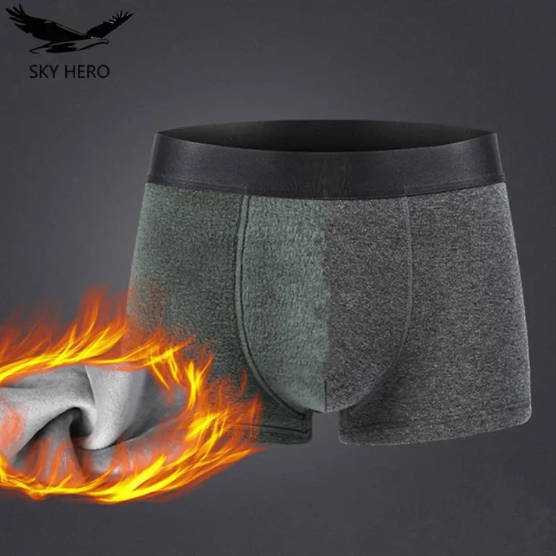 2pcs/Lot Thermal Underwear for Men Boxers Hot Underpants Man Warm Panties Shorts Wool Homme Pants Slip Fluff Male Bottoms