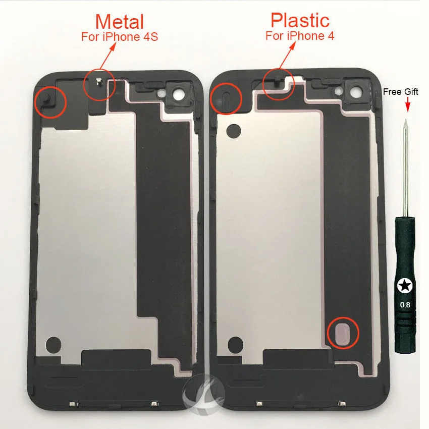 Все новые задние корпуса для iPhone 4 4S Задняя крышка батареи дверь задняя стекло запасные части с бесплатным подарком