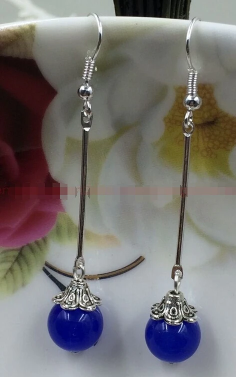 +++ Original handmade Tibet silver natural blue stone beads earrings Y05218K GP style Fine jewe Noble Natural fast SHIPPI | Украшения и