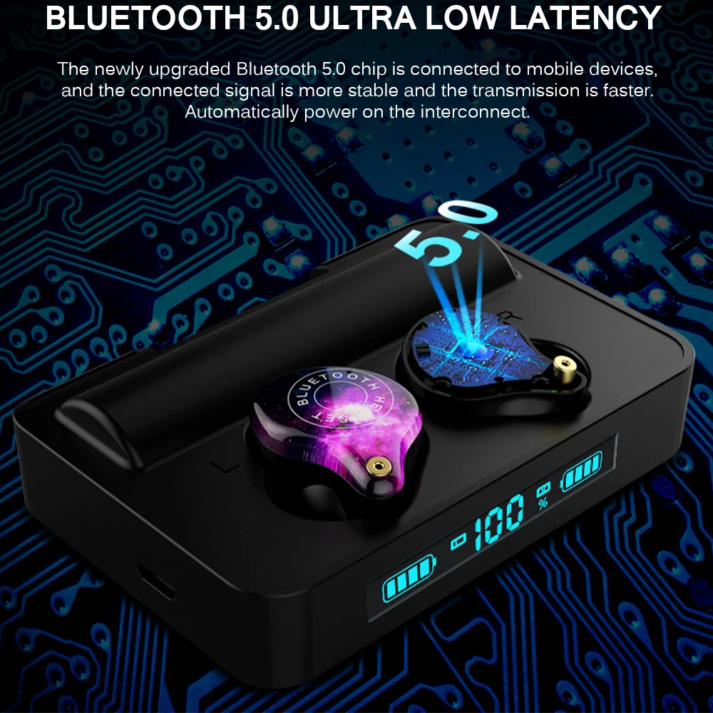 Водонепроницаемые Bluetooth наушники, беспроводные наушники с 3600 мАч, зарядный чехол, сенсорное управление, TWS, Bluetooth 5,0, для IPhone, samsung