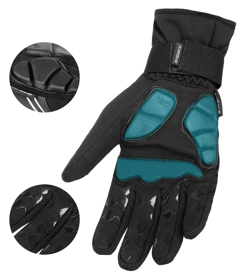 INBIKE Mens Winter Cold Weather Thermal Windproof Gel Full Finger Bike Gloves