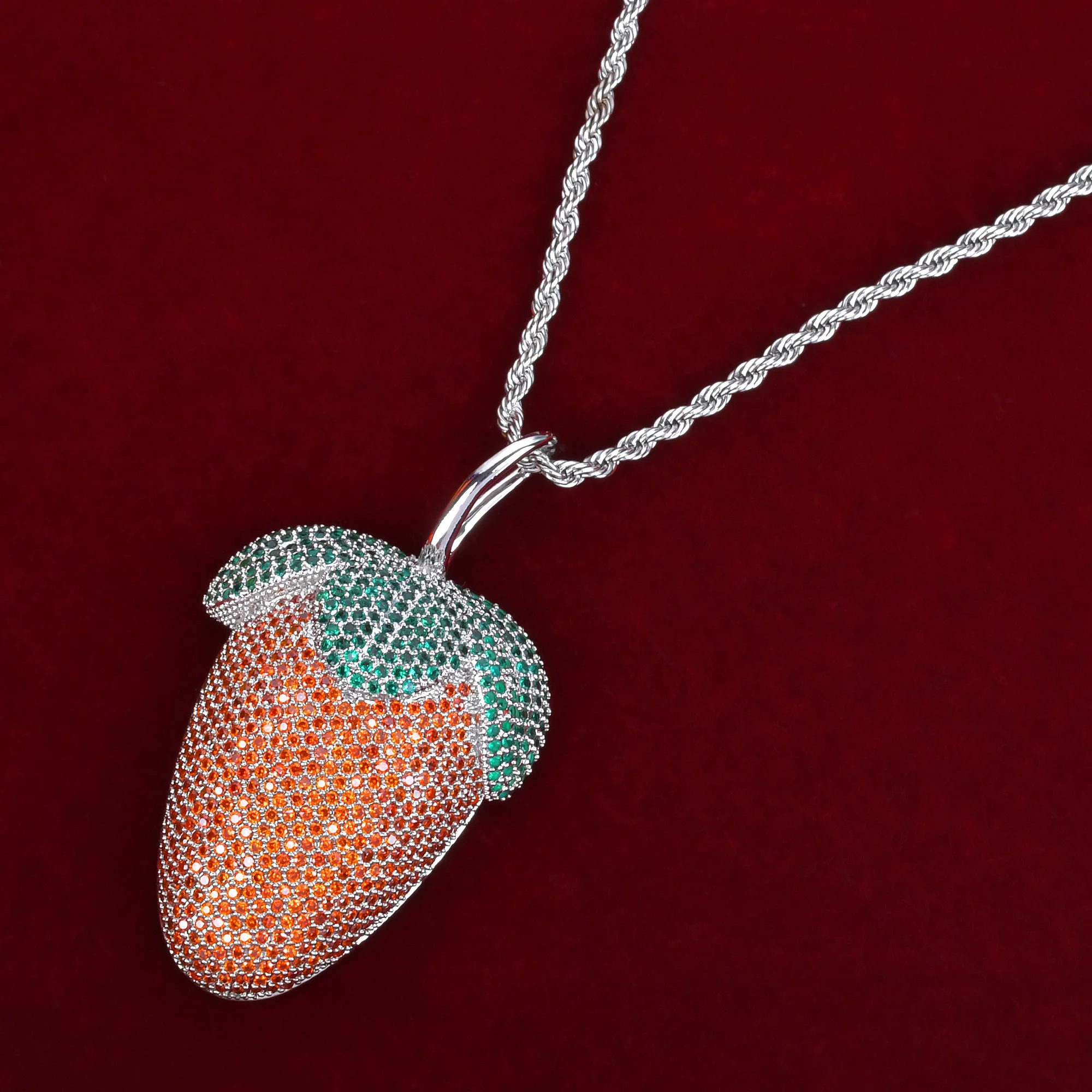 Strawberry Shaped Pendant Necklace for Women Hip Hop Rock Street Jewelry 4