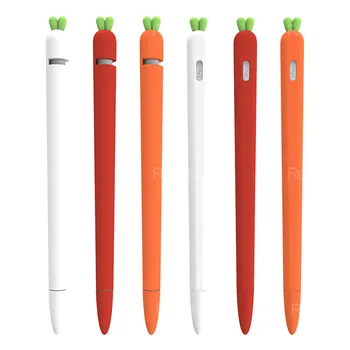 

For iPad Tablet Touch Pen Stylus Protective Sleeve Cover Anti-lost For Apple Pencil Cases Cute carrot Soft Silicone Pencil Cases