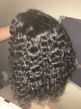 Rizado de la onda de agua Bob peluca del pelo humano del frente del cordón pelucas con minimechones pelo brasileño BOB corto peluca para las mujeres negras