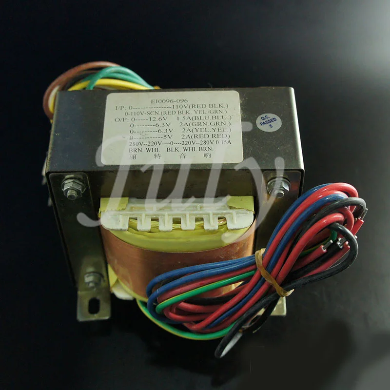 

LITE EI96 250W square power transformer, 0-6.3 X2 (2A), 0-5 (2A), 0-12.6 (1.5A), 280-220-0-220-280 (150MA)