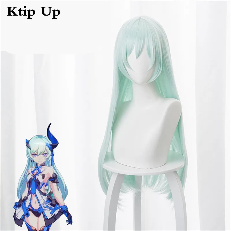 

Game Honkai Impact 3 Cosplay Liliya Olenyeva Wigs Mint Green 80 Cm Heat Resistant Synthetic Long Hair Halloween Costume Wig