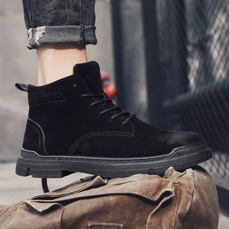 Мужские ботинки Martin; botas hombre; британский стиль; модная зимняя обувь для отдыха; Прямая поставка; удобная мягкая износостойкая обувь; AODLEE