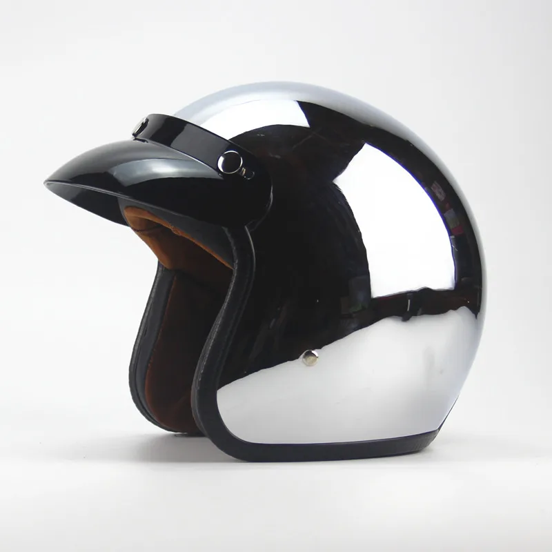 Mirror helmet Винтажный мотоциклетный шлем немецкий Kask кафе гонщик для скутеров прогулочных велосипедов гоночный защитный смотровой щиток щит стеклянный объектив шлем зеркало - Цвет: Mirror helmet