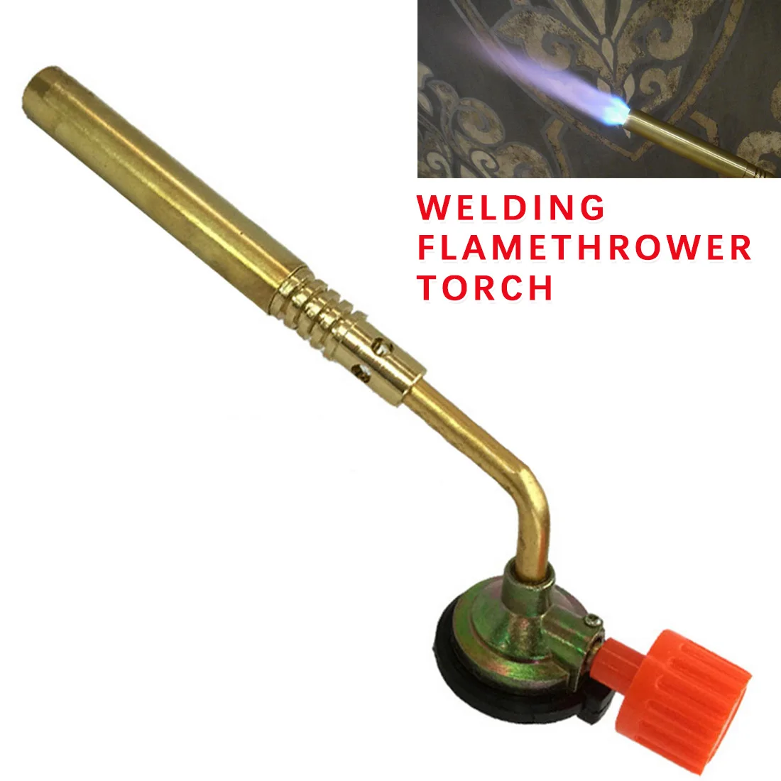 Flamethrower Burner Butane Gas Blow Torch Hand Ignition Camping Welding BBQ Tool