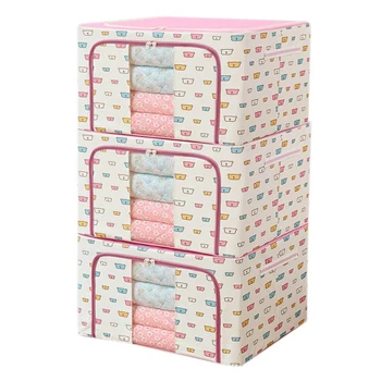 

3-Piece 72L Pink Bear Pattern Closet Storage Bag and Clothing Storage Bag Can Hold Large Capacity Quilts, Bedding, Blankets and