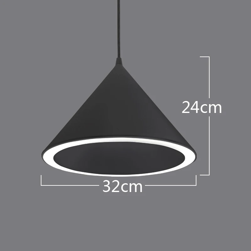 Black color 32cm Современный минималистичный креативный led halo акриловый абажур с одной головкой освещение для гостиной кухни спальни ресторана гостиничного номера - Цвет корпуса: Black color 32cm