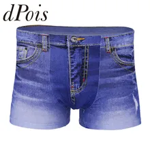 Мужское белье, поддельные джинсы, принт, деним, синий, дышащий, хлопок, плоские ноги, Трусы боксерские шорты, мужские под брюки, Hommes, плавки