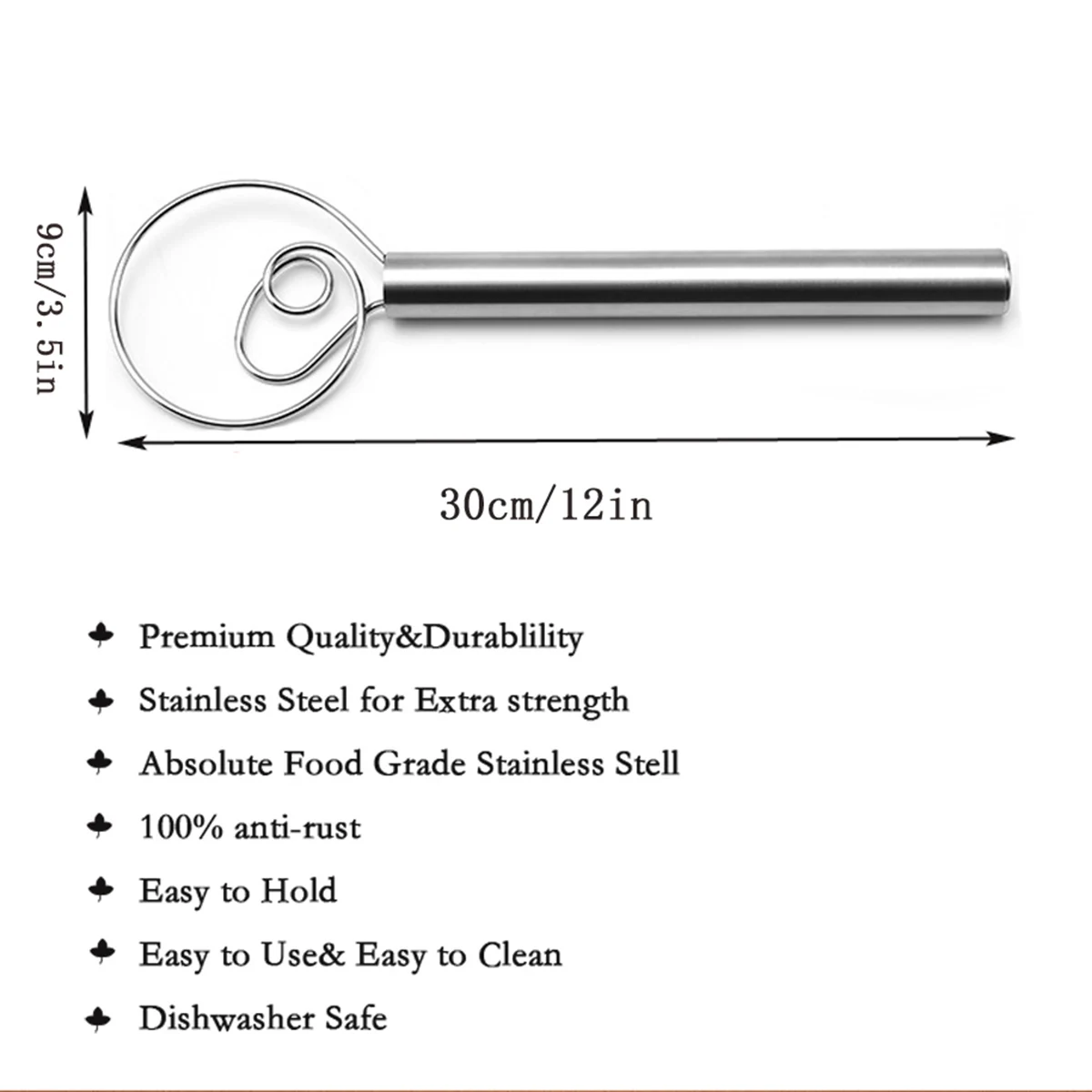 Stainless Steel Flour Mixer, Multifunctional Wire Ring Stirrer Baking Tool for Egg, Jam, Milk Shake, Complementary Food