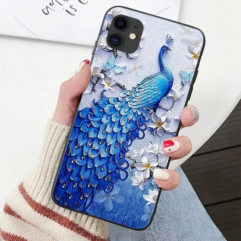 YNDFCNB peacock feather Phone Case for iPhone 11 12 pro XS MAX 8 7 6 6S Plus X 5S SE 2020 XR cover