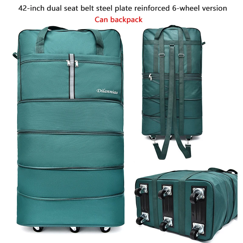 Большая вместительная сумка 158, универсальная Дорожная сумка на колесиках, для учебы за рубежом, ткань Оксфорд, складной багажный чемодан для самолета - Цвет: 42-inch 6 wheel