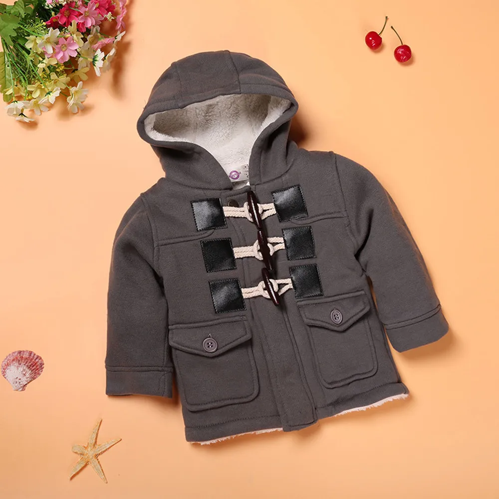 Children Clothes Children Baby Boys Fashion Button Zipper Coats Jacket Warm Winter Hooded Kid Outwear Пальто хлопковая куртка