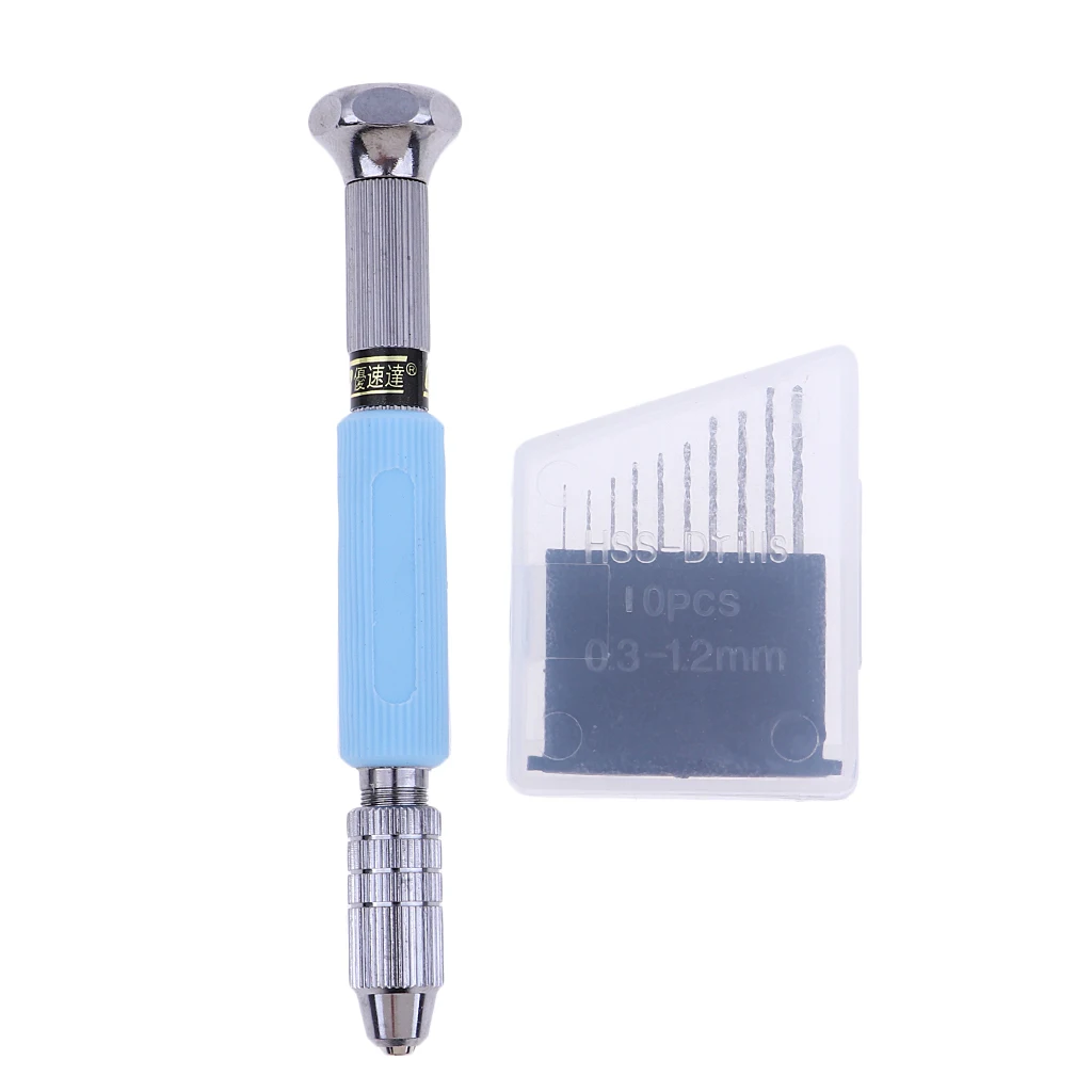 Model Special Hand Drill Set With 10 Twist Drill Bits Pin Vise Rotary Tool