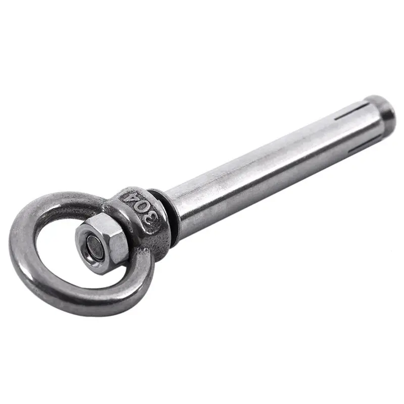 

2Pcs Stainless Steel Raw Style Shield Anchor Eye Bolts M6 x 82mm,Silver