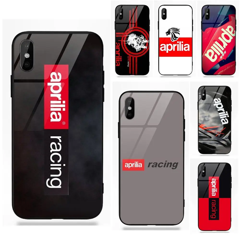 Мягкий ТПУ чехол + Модный из закаленного стекла для Aprilia гоночный логотип Awesome Apple