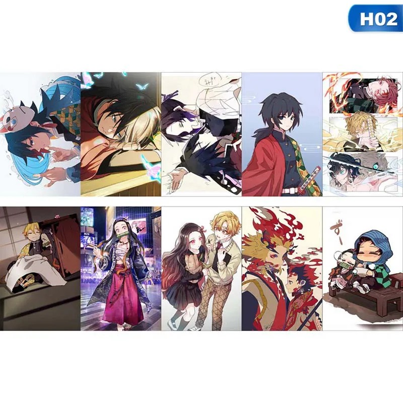 Наклейка для карт Kimetsu No Yaiba аниме, набор для самостоятельной сборки, водонепроницаемая, скраб для карт, Классическая наклейка s 10 шт./партия - Цвет: 2