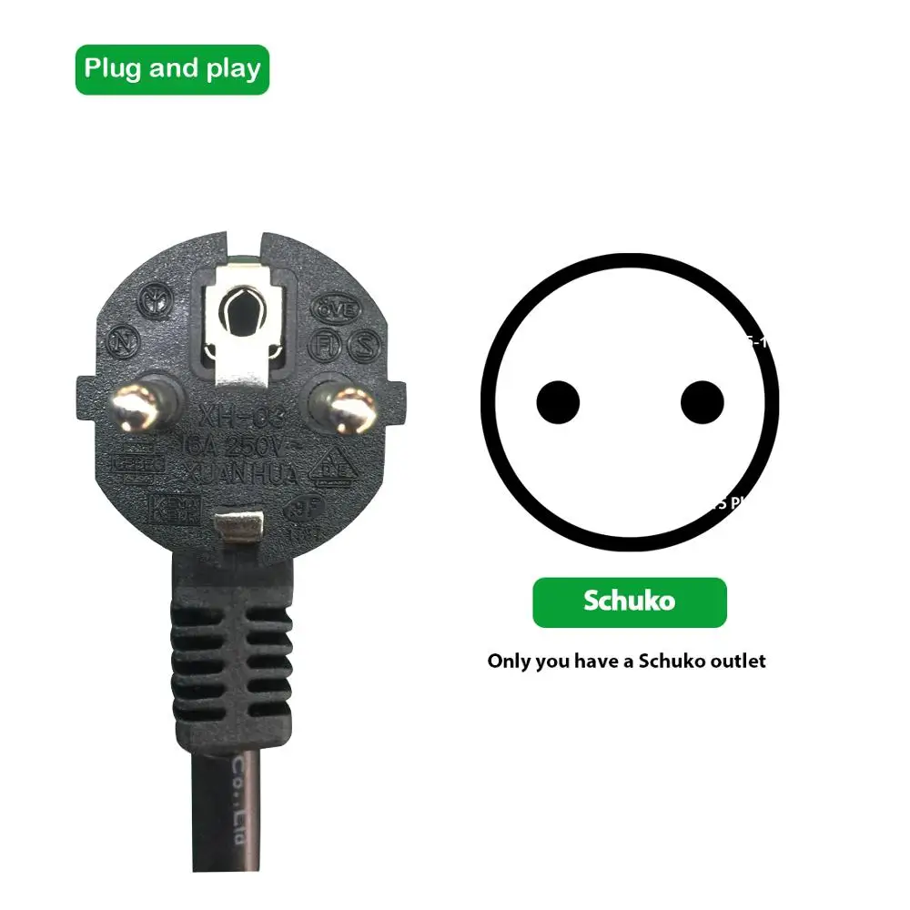 YKS-ESNES EVSE портативное зарядное устройство EV IEC62196 16A стандарт ЕС вилка 5 м Тип 2