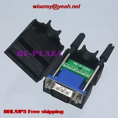 DHL/EUB 50 шт. разъемы DB15 VGA Мужской D-Sub 3+ 2 линии пластиковый винт крышки терминал PCB black-A6