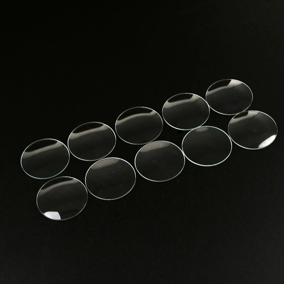 sourcing map Horloge Kristal Glas Lens Afgeschuinde Rand Platte Ronde