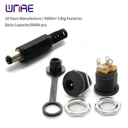 5.5 X 2.1mm Plastic Male Plugs DC-022 DC Power Socket Female Jack Screw Nut Panel Mount Connector DC022 5.5*2.1MM