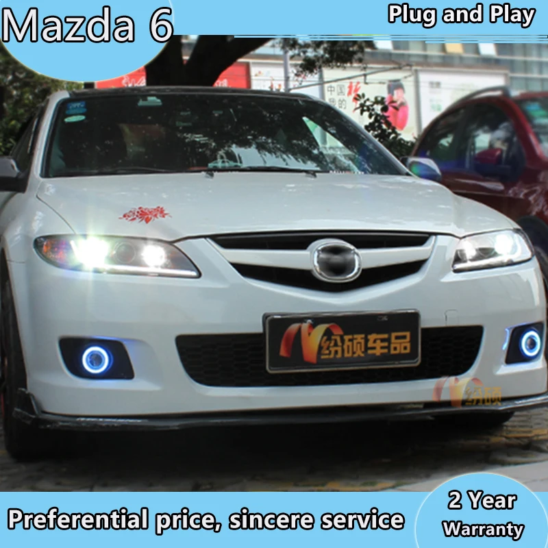 Автомобильный Стайлинг для Mazda 6 фары 2004-2012 мазда 6 светодиодный фонарь светодиодный DRL Hid головной фонарь Ангел глаз биксенон аксессуары