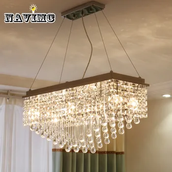 

Modern Minimalist Restaurant Crystal chandeliers for Dining Room Rectangle Light Bedroom Living Pub 110-240v