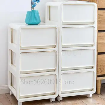 

Drawer-type Plastic Slotted Receptacle Narrow Cabinet With Roller Bed Head Cabinet 3 Storey Storage Snack Cabinet Receptacle