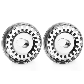 

2x Kitchen Waste Stainless Steel Sink Strainer Plug Drain Stopper Filter Basket