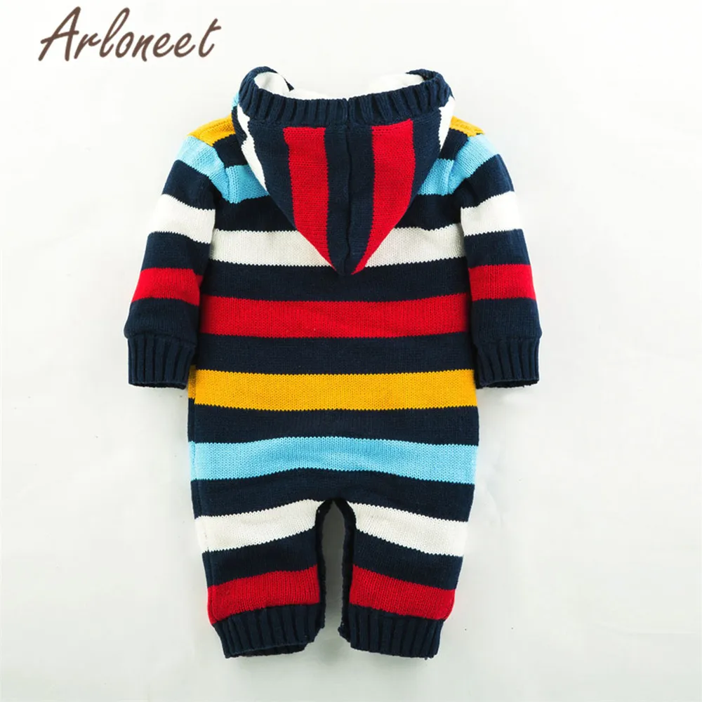 ARLONEET Rainbow Coats Newborn Baby Girls Winter Coat Romper Jumpsuit Button Hooded Outerwear Cotton New Baby Coat Boy Outerwear
