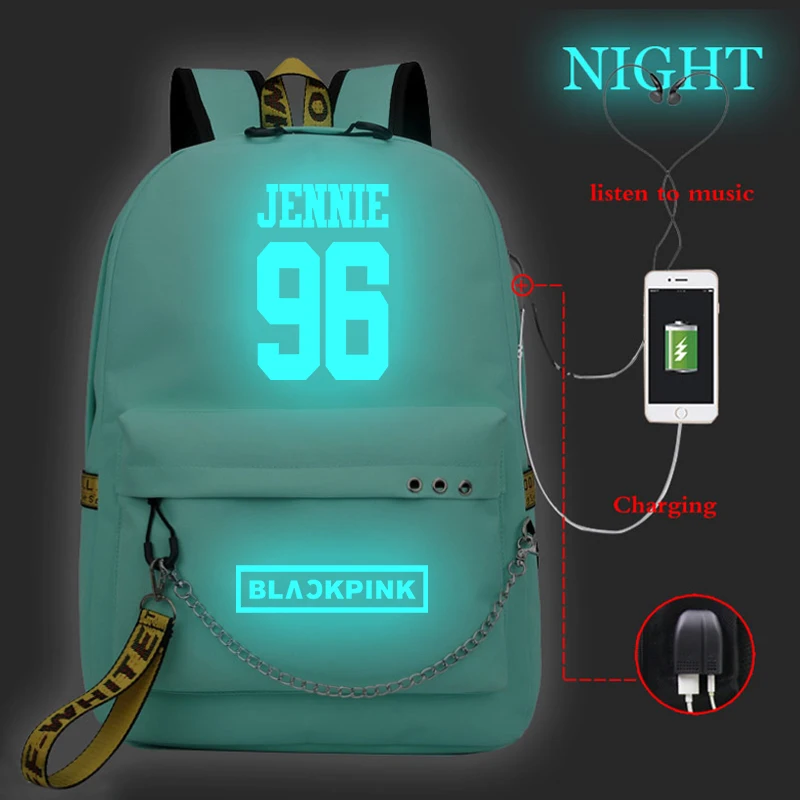 Backpack 8 Черный розовый рюкзак для школы Kpop, черный розовый JISOO Rose Lisa, рюкзаки для женщин, Корейская сумка для девочек-подростков, usb зарядка, рюкзак для ноутбука - Цвет: Backpack 8