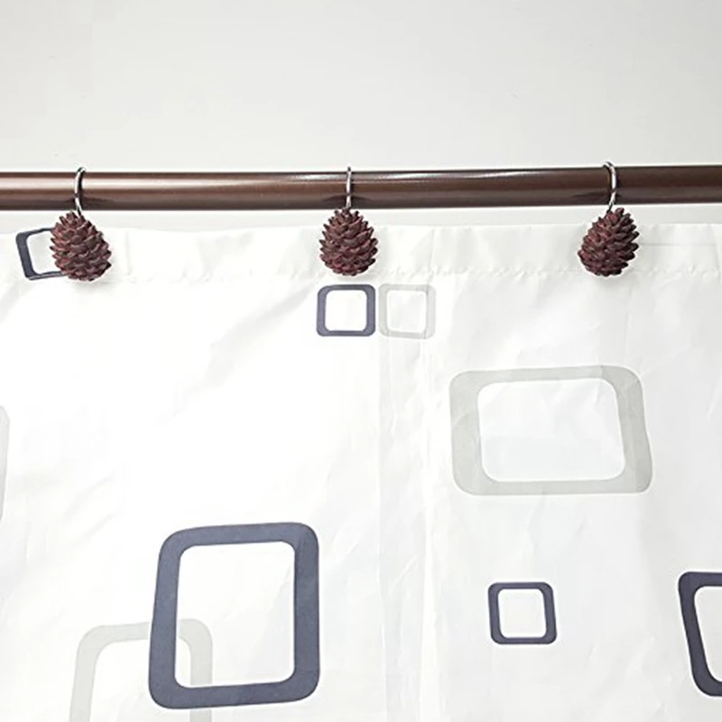 Крючки для душевой занавески Pinecone, набор колец для ванной комнаты, потолочные вешалки, стойкие к ржавчине хромированные крючки, отличные домашние украшения для гостиницы