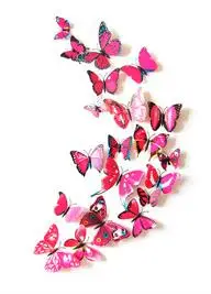 12 шт. ПВХ 3D стерео моделирование бабочки наклейки на стену холодильник наклейки, свадебные украшения художественные наклейки украшение дома - Цвет: Rose red